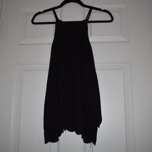 Scalloped, Layered High-Neck Chiffon Tank | Size M